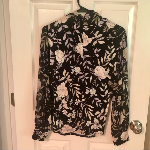 Calvin Klein Black Floral Blouse Size M - Picture 4 of 6